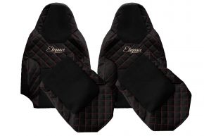 Fundas de asiento a medida ELEGANCE Q para MAN TGL (desde 03.2021) - cinturones en ambos asientos - negras y rojas