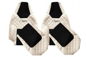 Fundas de asiento a medida ELEGANCE Q para MAN TGL (desde 03.2021) - cinturones en ambos asientos - beige claro