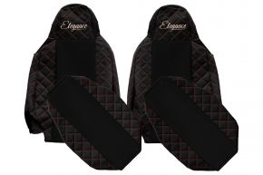 Fundas de asiento a medida ELEGANCE Q para SCANIA P NEXTGEN (desde 01.2017) - reposacabezas estrechos - negras y rojas