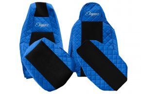 Fundas de asiento a medida ELEGANCE Q para SCANIA P NEXTGEN (desde 01.2017) - reposacabezas del conductor estrecho - azules
