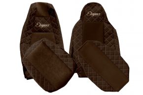 Fundas de asiento a medida ELEGANCE Q para SCANIA P NEXTGEN (desde 01.2017) - reposacabezas del conductor estrecho - marrones
