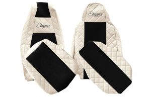 Fundas de asiento a medida ELEGANCE Q para SCANIA P NEXTGEN (desde 01.2017) - reposacabezas del conductor estrecho - beige claro