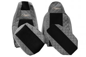 Fundas de asiento a medida ELEGANCE Q para SCANIA P NEXTGEN (desde 01.2017) - reposacabezas del conductor estrecho - grises