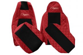 Fundas de asiento a medida ELEGANCE Q para SCANIA P NEXTGEN (desde 01.2017) - reposacabezas del conductor estrecho - rojas