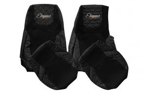 Fundas de asiento a medida ELEGANCE Q para DAF XG (desde 10.2021) - asiento del acompañante sin mesita - negras