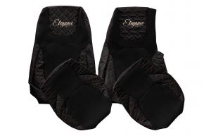 Fundas de asiento a medida ELEGANCE Q para DAF XG (desde 10.2021) - asiento del acompañante sin mesita - negras y rojas