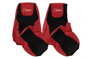 Fundas de asiento a medida ELEGANCE Q para DAF XG (desde 10.2021) - asiento del acompañante sin mesita - rojas