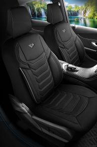 Juego de fundas de tela Manavgat en color negro y gris con costuras modernas, compatible con ALFA ROMEO 33