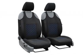 Fundas de asiento universales de tela MOTIVE aptas para Lada Kalina, negras con costuras azules, 2 pcs