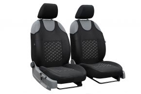 Fundas de asiento universales de tela MOTIVE aptas para Lada Kalina, negras con costuras grises, 2 pcs
