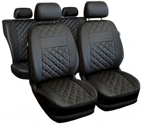 Set de fundas universales Perfect Line negras en ecopiel con costuras beige – compatible con AUDI Q7