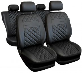 Set de fundas universales Perfect Line negras en ecopiel con costuras negras – compatible con AUDI Q7