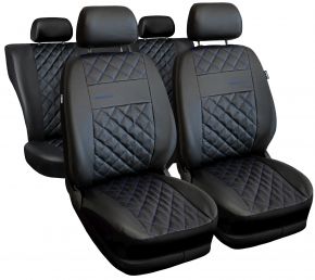 Set de fundas universales Perfect Line negras en ecopiel con costuras azules – compatible con AUDI Q7
