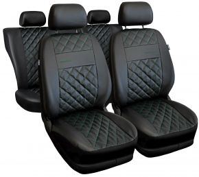 Set de fundas universales Perfect Line negras en ecopiel con costuras verdes – compatible con VOLKSWAGEN AMAROK