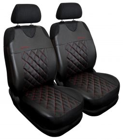 Set de 2 fundas universales rojas de ecopiel acolchada Perfect Line+ para asientos delanteros – compatible con NISSAN MAXIMA