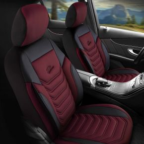 Juego de fundas delanteras Peru burdeos-negro | Ecopiel + Piqué | BMW X1