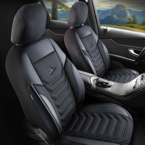 Juego de fundas delanteras Peru gris-negro | Ecopiel + Piqué | BMW X1