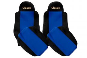 Fundas de asiento a medida CLASSIC para MAN TGA (01.2000-12.2010) - cinturón acompañante fuera del asiento - azules