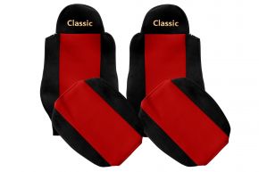 Fundas de asiento a medida CLASSIC para MAN TGA (01.2000-12.2010) - cinturón acompañante fuera del asiento - rojas