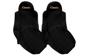 Fundas de asiento a medida CLASSIC para MAN TGA (01.2000-12.2010) - cinturones fijados a los asientos - negras