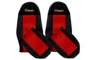 Fundas de asiento a medida CLASSIC para VOLVO FL (01.2002-12.2012) - cinturones fijados a los asientos - rojas