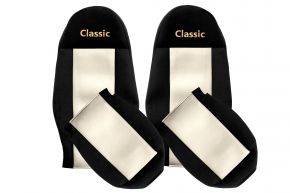Fundas de asiento a medida CLASSIC para VOLVO FL (01.2002-12.2012) - cinturón acompañante fuera del asiento - beige claro