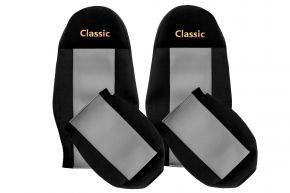 Fundas de asiento a medida CLASSIC para VOLVO FL (01.2002-12.2012) - cinturón acompañante fuera del asiento - grises