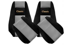 Fundas de asiento a medida CLASSIC para RENAULT MAGNUM NEW SIZE (01.2008-12.2013) - reposacabezas integrados - grises