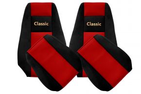 Fundas de asiento a medida CLASSIC para RENAULT MAGNUM NEW SIZE (01.2008-12.2013) - reposacabezas integrados - rojas
