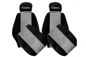 Fundas de asiento a medida CLASSIC para MERCEDES AXOR (01.1996-12.2004) - reposacabezas regulables - grises
