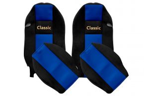 Fundas de asiento a medida CLASSIC para MERCEDES ACTROS MP 2 (01.2003-12.2006) - reposacabezas integrados - azules