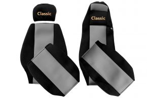 Fundas de asiento a medida CLASSIC para MERCEDES ACTROS MP 1 (01.1996-12.2002) - cabina MEGA SPACE - grises