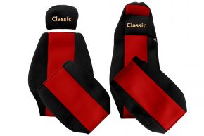Fundas de asiento a medida CLASSIC para MERCEDES ACTROS MP 1 (01.1996-12.2002) - cabina MEGA SPACE - rojas