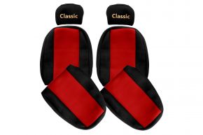 Fundas de asiento a medida CLASSIC para MAN F2000 (01.1994-12.2000) - cinturón acompañante fuera del asiento - rojas