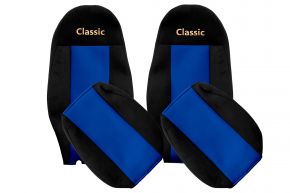 Fundas de asiento a medida CLASSIC para VOLVO FH 3 (01.2009-12.2012) - reposacabezas integrados - azules