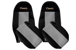 Fundas de asiento a medida CLASSIC para VOLVO FH 3 (01.2009-12.2012) - reposacabezas integrados - grises