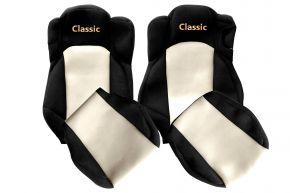 Fundas de asiento a medida CLASSIC para MERCEDES ACTROS MP 5 (desde 01.2019) - asiento acompañante abatible - beige claro