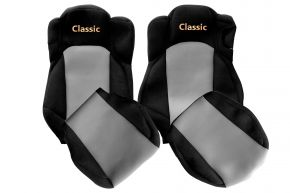 Fundas de asiento a medida CLASSIC para MERCEDES ACTROS MP 5 (desde 01.2019) - asiento acompañante abatible - grises