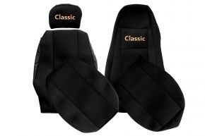 Fundas de asiento a medida CLASSIC para SCANIA G (01.2005-12.2016) - reposacabezas acompañante regulable - negras