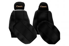 Fundas de asiento a medida CLASSIC para SCANIA P (01.2013-12.2016) - reposacabezas diferentes - negras