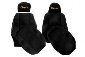 Fundas de asiento a medida CLASSIC para SCANIA P NEXTGEN (desde 01.2017) - asiento acompañante abatible - negras