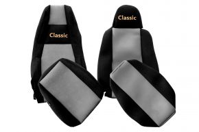 Fundas de asiento a medida CLASSIC para SCANIA G NEXTGEN (desde 01.2017) - reposacabezas conductor estrecho - grises