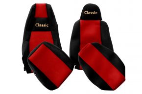 Fundas de asiento a medida CLASSIC para SCANIA G NEXTGEN (desde 01.2017) - reposacabezas conductor estrecho - rojas