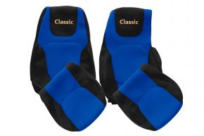 Fundas de asiento a medida CLASSIC para DAF XF NG (desde 10.2021) - asiento acompañante abatible - azules