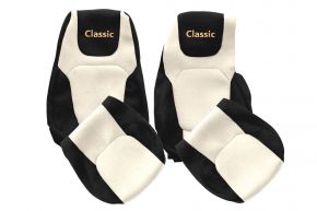 Fundas de asiento a medida CLASSIC para DAF XF NG (desde 10.2021) - asiento acompañante abatible - beige claro