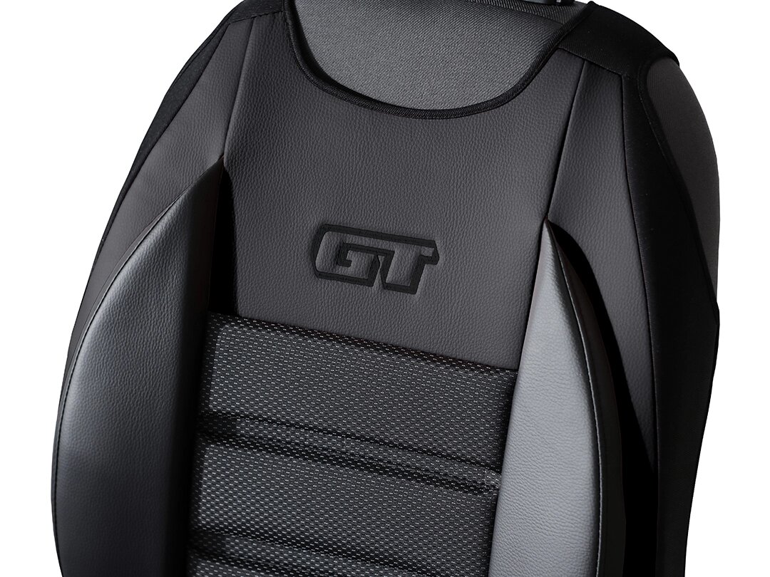 Detalle del respaldo GT Ergonomic con polipiel y tejido
