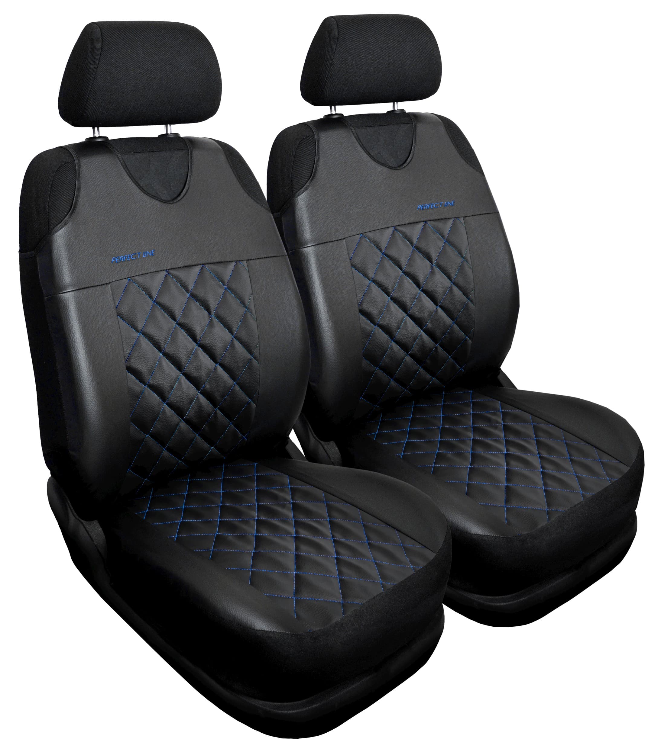 Juego de fundas de asiento Perfect Line+ azules en los asientos delanteros