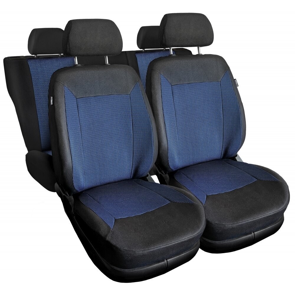 Fundas de asiento universales ROYAL negras y azules para asientos delanteros y traseros