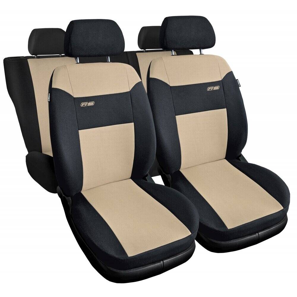 Fundas de asiento universales RS beige y negras para asientos delanteros y traseros