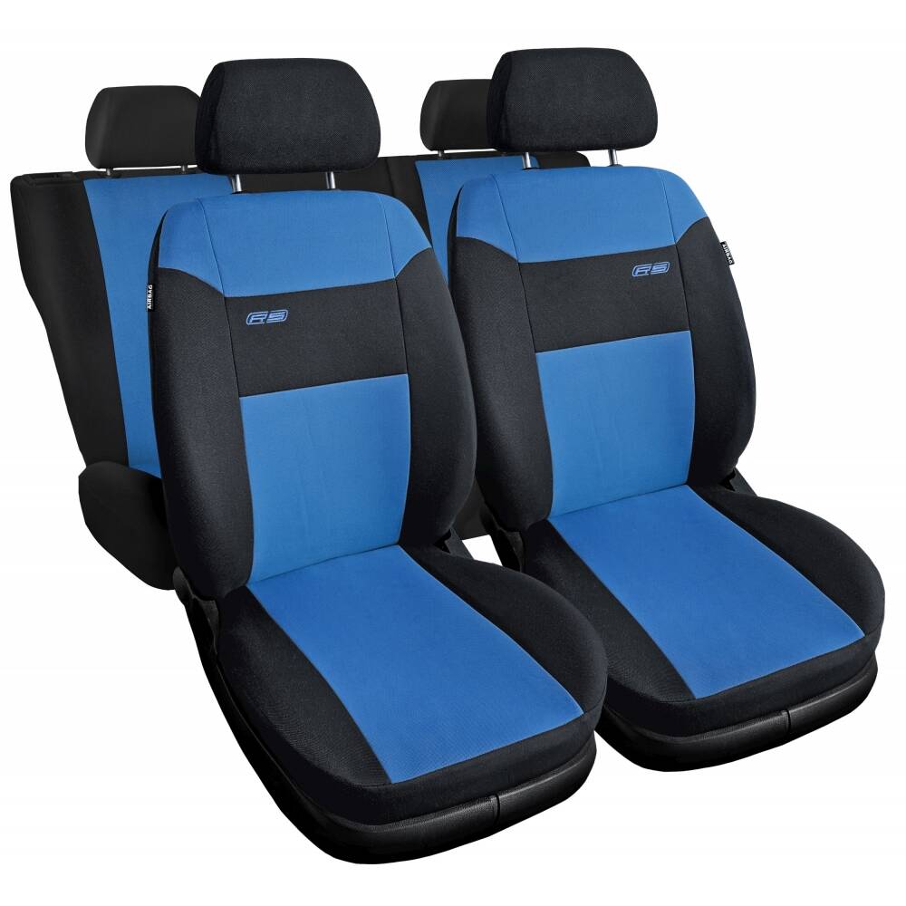 Fundas de asiento universales RS azules y negras para asientos delanteros y traseros